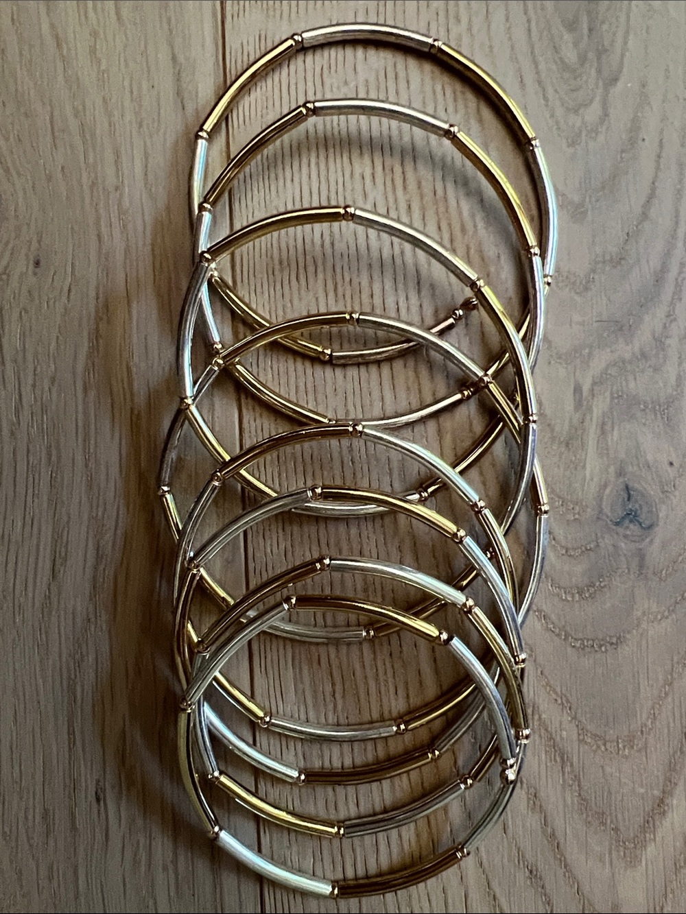 Two-Tone Women's Tube Stretch Bracelet - Gold, Silver